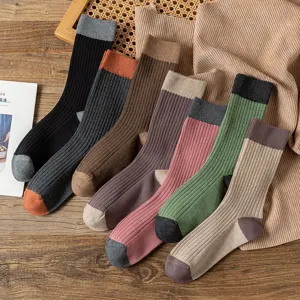 Women's Preppy Style Slouch Socks Color Block Breathable Cotton Blend Long Tube Socks Fall Winter Fashion Hosiery