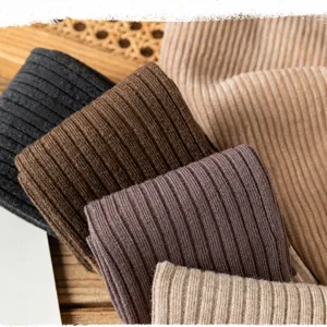 Women's vintage ribbed cotton slouch socks, breathable casual long crew socks for daily wear.