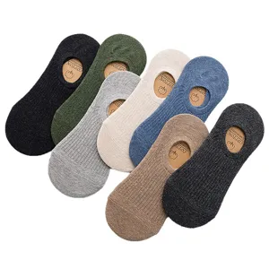 Men's invisible low-cut solid color breathable cotton boat socks for spring summer