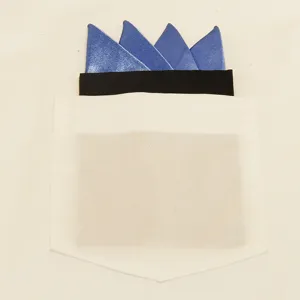 Heren effen blauwe polyester zijde pochet voor bruiloft en zakelijk kostuum mode