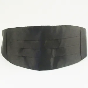 Classic black satin pleated cummerbund accessory for kids formal dress and party wear