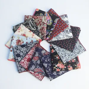 Men Cotton Pocket Square Casual Business Suit Handkerchief Floral Paisley Print Wedding Party Pocket Square Accessories