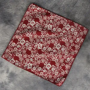 Red floral pocket square for men suit, cotton handkerchief wedding business pocket square.