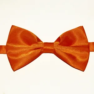 Gros plan d'un nœud papillon en polyester uni orange vif brillant avec sangle réglable.