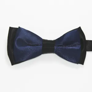 Pajarita de doble capa azul y negro para hombre boda fiesta traje accesorio elegante