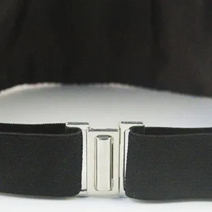 Kids black elastic waist band with silver metal buckle for formal dress and party wear