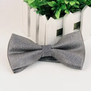 Farfallina argento brillante da uomo, elegante cravatta poliestere per matrimonio tuxedo.
