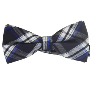 Classic blue plaid bow tie for kids and adults, stylish British style neckwear for parties.