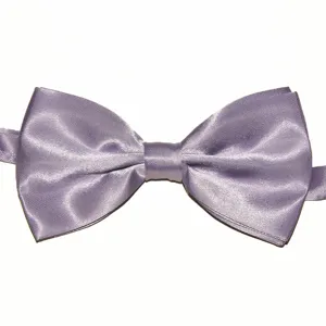 Détail de nœud papillon violet en satin brillant, accessoire élégant pour hommes polyester.