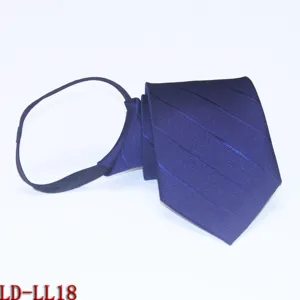 Heren Blauwe Gestreepte Rits Das 8CM Zakelijke Formele Kleding Detail Weergave Mooi