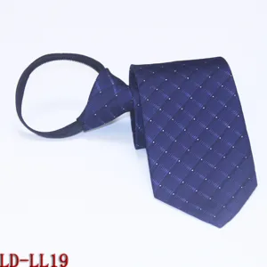 Heren rits stropdas 8cm voorgeknoopt zakelijk formeel donkerblauw patroon voorraad