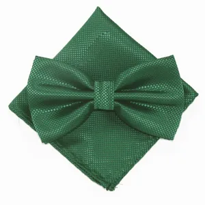 Groene gestructureerde vlinderdas en pochettenset, elegante accessoires voor bruiloft en zakelijk.