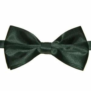 Nœud papillon uni en polyester vert foncé pour hommes, idéal pour mariages et événements.