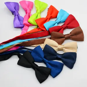 Farfallino Tinta Unita per Bambini Doppio Strato Lucido in Seta di Poliestere con Fibbia in Plastica Regolabile per Festa Matrimonio