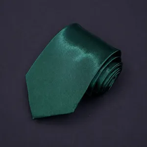 Cravatta uomo tinta unita verde scuro, cravatta elegante da lavoro in poliestere da 8 cm.