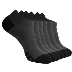 Men women low cut athletic running socks breathable gray black short casual socks 6 pairs pack