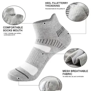 Heren sport enkelsokken ademend mesh hardloopsokken met een dikke badstof zool in grijs