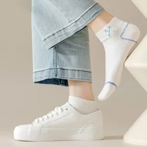 Women white short socks summer thin breathable mesh casual sports socks for daily wear