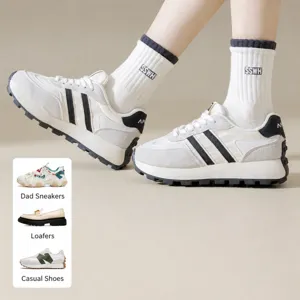 Comfortable double-ribbed mid-tube cotton women socks for spring summer casual wear fashion.