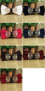 Men wedding bowtie detail showing various colored bow ties with metal rhinestone accents.