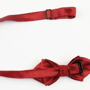 Rote Herren Polyester Jacquard Fliege mit feinem Karomuster und verstellbarem Gurt.