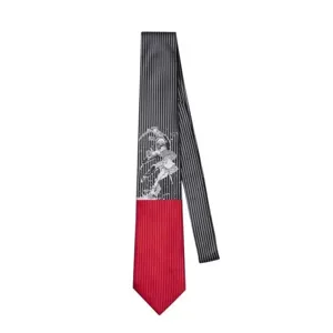 Anime Y2K tie for men and women, stylish black and red striped casual fashion accessory.