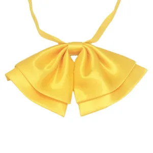 Cravattino a farfalla JK giallo doppio, grazioso colletto con nastro stile college.