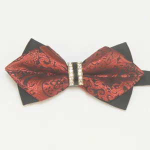 Mens fashion pointed rhinestone bow tie for wedding evening party formal suit accessories.