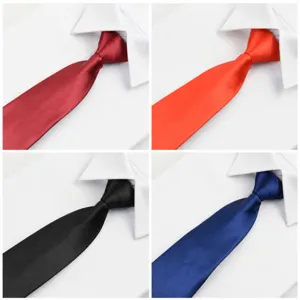 Cravatta da uomo d'affari in poliestere tinta unita 8cm cravatta formale elegante per matrimonio