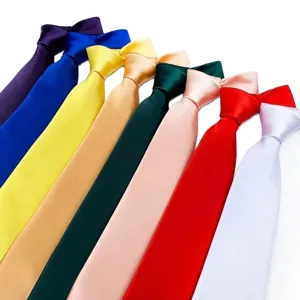 Cravatta da uomo tinta unita 8cm in seta poliestere business casual multicolore