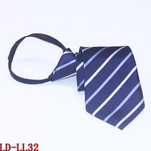 Heren stropdas met rits blauw gestreept zakelijke formele kleding professionele accessoire