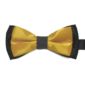 Clásico pajarita de satén negro y amarillo de doble capa para bodas formales y eventos de fiestas