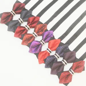 Men's British Style Bow Tie Wedding Formal Party Rhinestone Bowknot Polyester Necktie Fashion Accessories