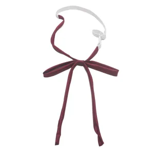 Wine red JK uniform ribbon bow pre-tied collar flower tie with white adjustable strap