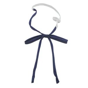Japanese JK uniform ribbon bow tie, dark blue pre-tied necktie with adjustable white strap.