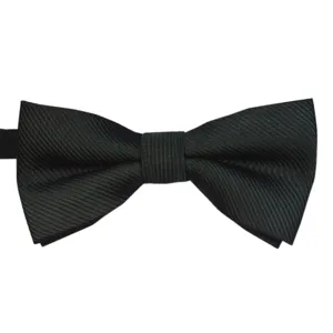 Classic kids black striped bow tie for wedding performance, premium detail close-up.