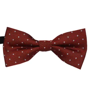 Kids polyester jacquard striped bow tie detail shot for wedding and performance wear.
