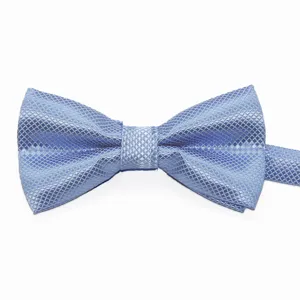 Farfallino jacquard bambino blu motivo griglia fine tessuto poliestere vista dettaglio
