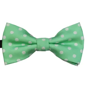 Green polka dot children bow tie, classic jacquard kids neckwear for wedding party.