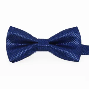 Farfallino blu con motivo a quadri in tessuto jacquard di poliestere fine per bambini ed eventi.