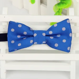 Nœud papillon bleu à pois pour enfants, cravate en jacquard polyester pour fête.