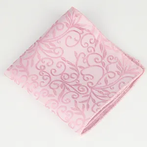 Rosa Herren Anzug Einstecktuch aus Seide, elegantes florales Jacquard Design, Hauptansicht.