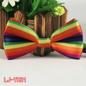 Pajarita a rayas de colores para hombres, tejido de poliéster boda fiesta accesorio corbata.