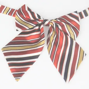 Farfallino a righe uniforme JK rosso bianco nero oro cravatta per donne e ragazze.