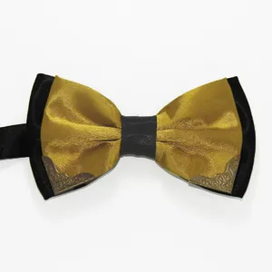 Detail view of mens formal polyester silk business casual bow tie with metal corners