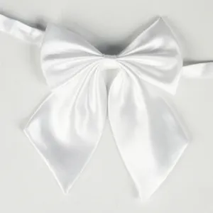 Noeud papillon blanc en satin pour uniforme JK, ruban de col professionnel femme.