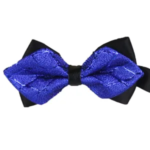 Herren spitz Fliege, blaue Brokat und schwarze Satin Doppelschicht Hochzeitsfeier Halsschmuck.