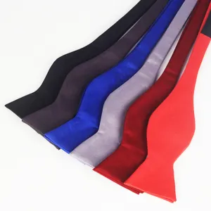 Men Classic Solid Color Jacquard Bow Tie Polyester Hand Tied Business Formal Wedding Groom Neckwear Accessory