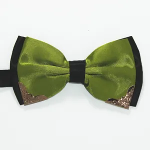 Men fashion formal business wedding party double layer bow tie with metallic corner decor