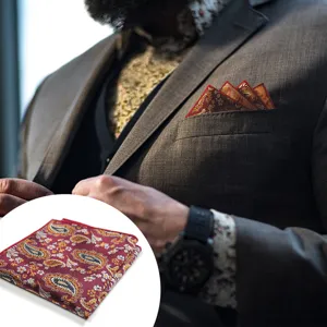 Heren pochet paisley motief bordeauxrood pak zakdoek klassiek elegant voor feest
